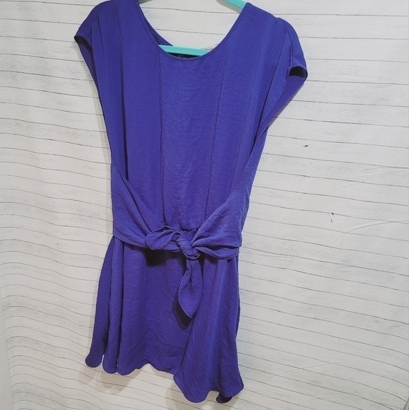 Rebecca Taylor Royal Blue Blouson Waist Wrap Tie Dress, Size 6 - Picture 1 of 9